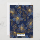 Navy blue elegant modern gold leaf luxury wedding 招待状 (裏面)