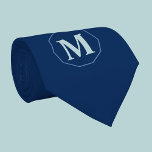 Navy Blue elegant monogram personalized ネクタイ<br><div class="desc">A modern and elegant blue Tie with a personalized Monogram. Just click on "Personalize this template" to change the Monogram.</div>