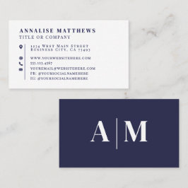 Navy Blue Elegant Professional 名刺