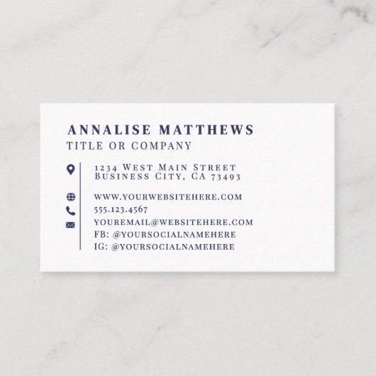 Navy Blue Elegant Professional 名刺 (正面)