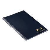 Navy Blue Elegant Professional Minimalist Monogram ノートブック (右側)