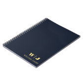 Navy Blue Elegant Professional Minimalist Monogram ノートブック (左側)