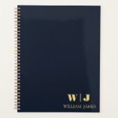 Navy Blue Elegant Professional Minimalist Monogram プランナー手帳 (正面)