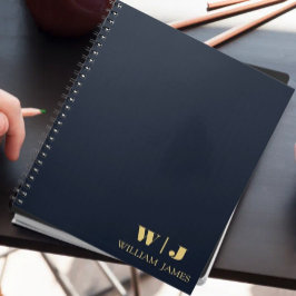 Navy Blue Elegant Professional Minimalist Monogram プランナー手帳