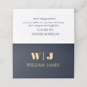 Navy Blue Elegant Professional Minimalist Monogram ロイヤリティカード (外部開封)