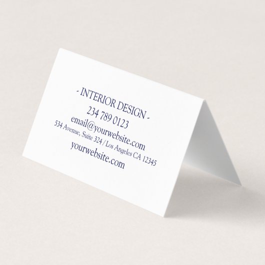 Navy Blue Elegant Professional Minimalist Monogram 名刺 (裏面)