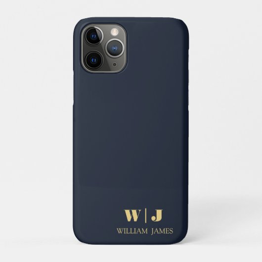 Navy Blue Elegant Professional Minimalist Monogram Case-Mate iPhoneケース (裏)