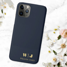 Navy Blue Elegant Professional Minimalist Monogram iPhone 11 Proケース