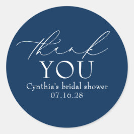 Navy Blue Elegant Script Modern Thank You  ラウンドシール