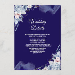 Navy blue elegant wedding エンクロージャーカード
