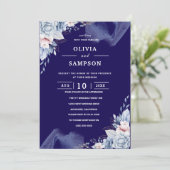 Navy blue elegant wedding 招待状 (スタンド正面)