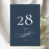 Navy Blue Elegant Wedding 5 x 7 Table Number 招待状