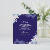 Navy blue elegant wedding Menu card (スタンド正面)