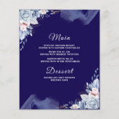 Navy blue elegant wedding Menu card (正面)