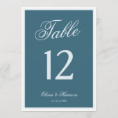 Navy Blue Elegant Wedding Table Numbers 招待状 (裏面)