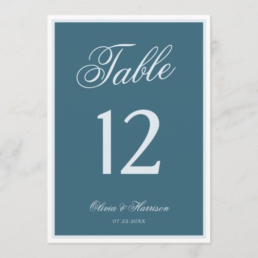 Navy Blue Elegant Wedding Table Numbers 招待状 (裏面)