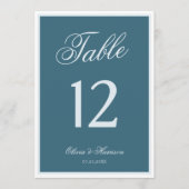 Navy Blue Elegant Wedding Table Numbers 招待状 (正面)