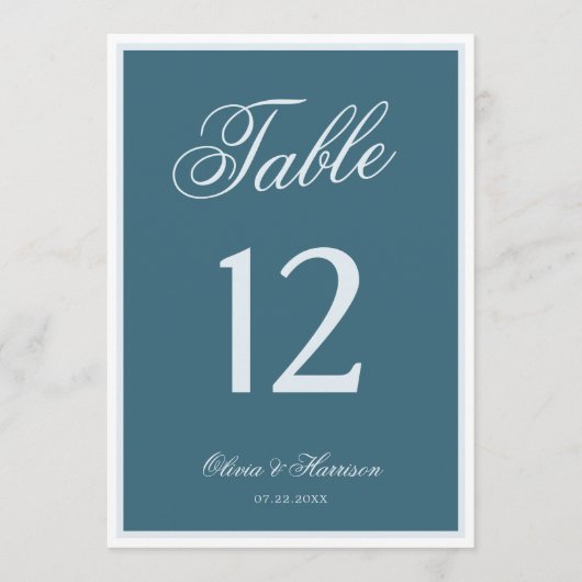 Navy Blue Elegant Wedding Table Numbers 招待状 (正面)