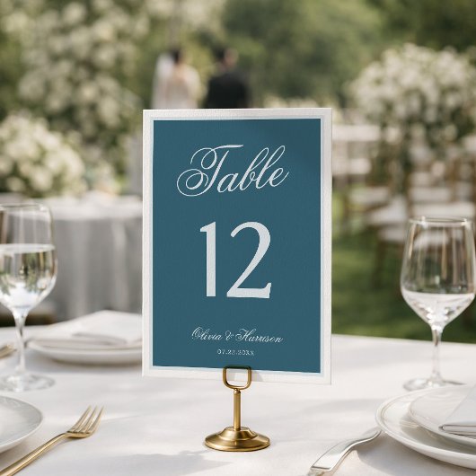 Navy Blue Elegant Wedding Table Numbers 招待状