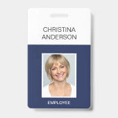 Navy Blue Employee – 名前の写真企業の作品 バッジ (Front)