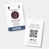 Navy Blue Employee Name Business Logo kotche バッジ (正面&裏面)