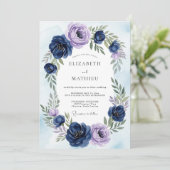 Navy Blue Ethereal Botanical Wedding 招待状 (スタンド正面)