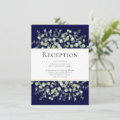 Navy Blue Eucalyptus Wedding Reception エンクロージャーカード (スタンド正面)