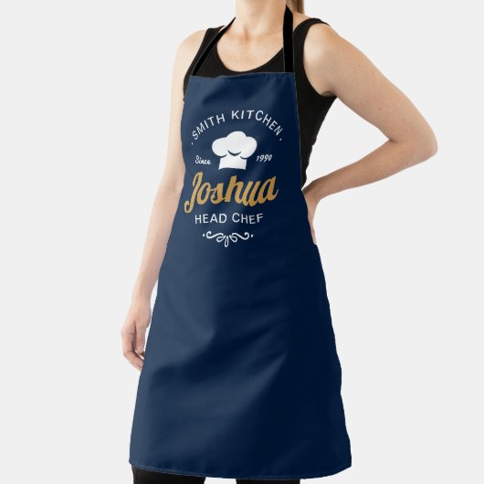 Navy Blue Family Kitchen Head Chef Modern  エプロン (インサイチュ)