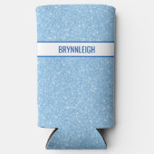 Navy + Blue Faux Glitter スリム缶クーラー (正面)