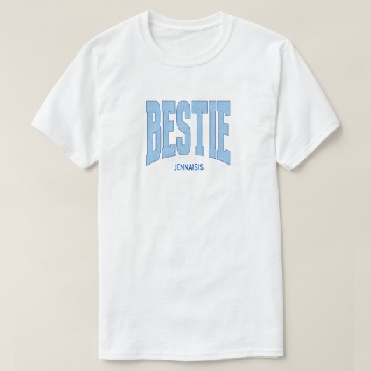 Navy + Blue Faux Glitter BESTIE Bachelorette Tシャツ (デザイン正面)