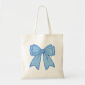 Navy + Blue Faux Glitter Bow トートバッグ (正面)