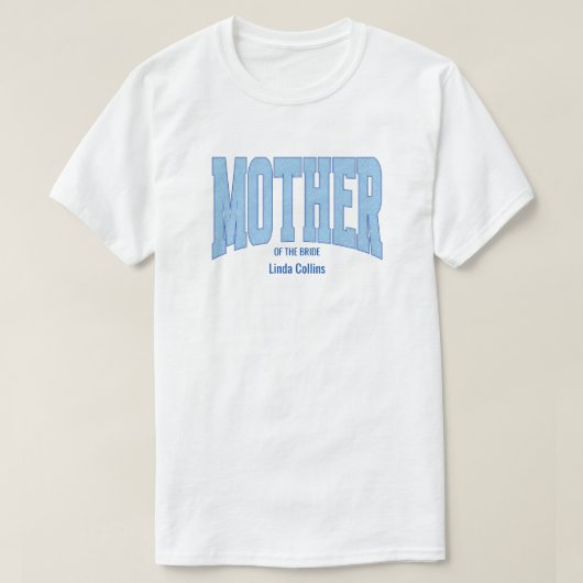 Navy + Blue Faux Glitter MOTHER OF THE BRIDE Tシャツ (デザイン正面)