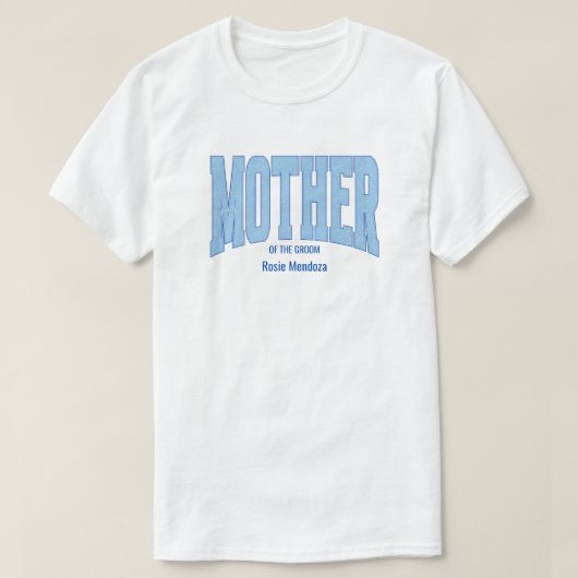 Navy + Blue Faux Glitter MOTHER OF THE GROOM Tシャツ (デザイン正面)