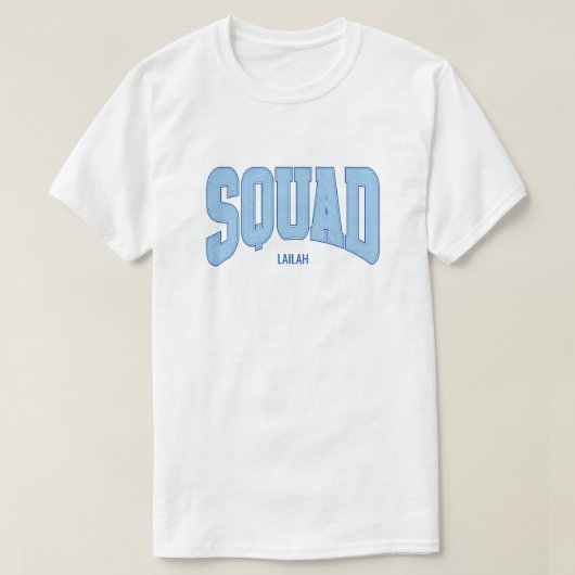 Navy + Blue Faux Glitter SQUAD Bachelorette Tシャツ (デザイン正面)