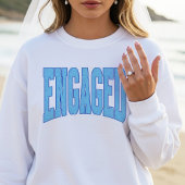 Navy + Blue Faux Glitter Varsity Engagement Bridal Tシャツ