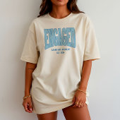 Navy + Blue Faux Glitter Varsity Engagement Bridal Tシャツ