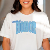 Navy + Blue Faux Glitter Varsity MATRON OF HONOR Tシャツ