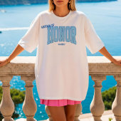 Navy + Blue Faux Glitter Varsity MATRON OF HONOR Tシャツ