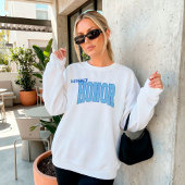 Navy + Blue Faux Glitter Varsity MATRON OF HONOR Tシャツ