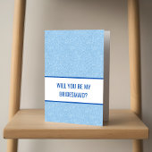 Navy + Blue Faux Glitter Wedding Party Proposal カード