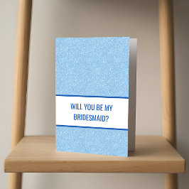 Navy + Blue Faux Glitter Wedding Party Proposal カード