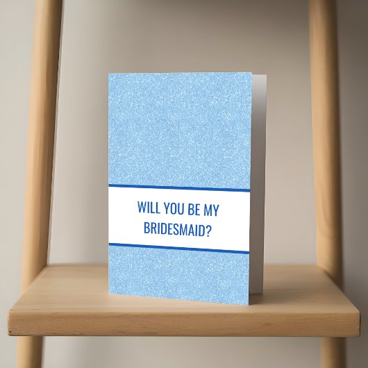 Navy + Blue Faux Glitter Wedding Party Proposal カード