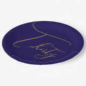 Navy Blue & Faux Gold Foil 30th Birthday  ペーパープレート (アングル)