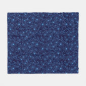 Navy Blue Floral Aesthetic フリースブランケット (正面(横))