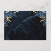 Navy Blue Floral Agate Gold Script Wedding Details エンクロージャーカード (裏面)