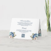Navy Blue Floral Anchor All in One QR Code Wedding 招待状 (裏面)