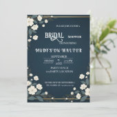 Navy Blue Floral Bridal Shower Invitation 招待状 (スタンド正面)