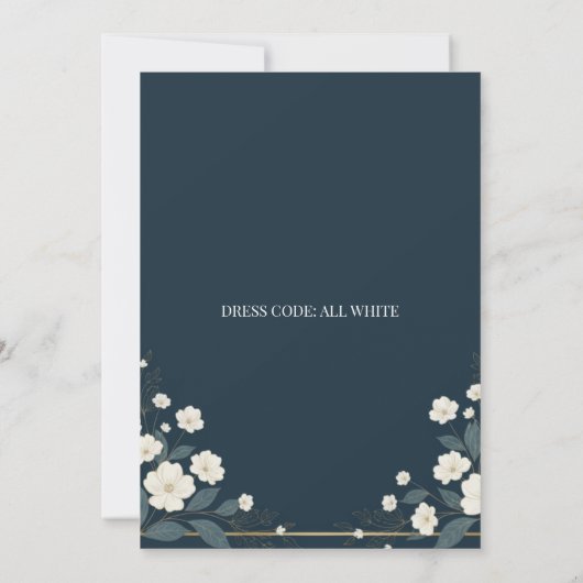 Navy Blue Floral Bridal Shower Invitation 招待状 (裏面)