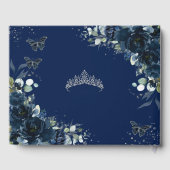 Navy Blue Floral Butterflies Silver Quinceanera 15 ゲストブック (裏面)
