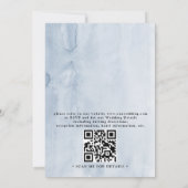 Navy Blue Floral Dusty Budget QR Code Wedding 招待状 (裏面)